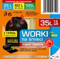 WORKI NA ŚMIECI SUPER MOCNE GRUBE Z TAŚMĄ 35, 60, 120 LITRÓW CZARNE