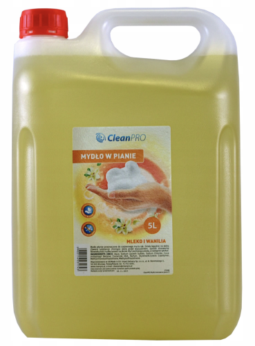 MYDŁO DO RĄK W PIANIE MLEKO WANILIA 5L ANTYBAKTERYJNE WYDAJNE
