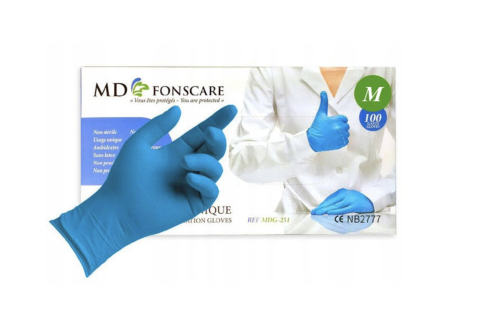 REKAWICE NITRYLOWE BEZPUDROWE NIEBIESKIE FONSCARE ROZ. M 100sz