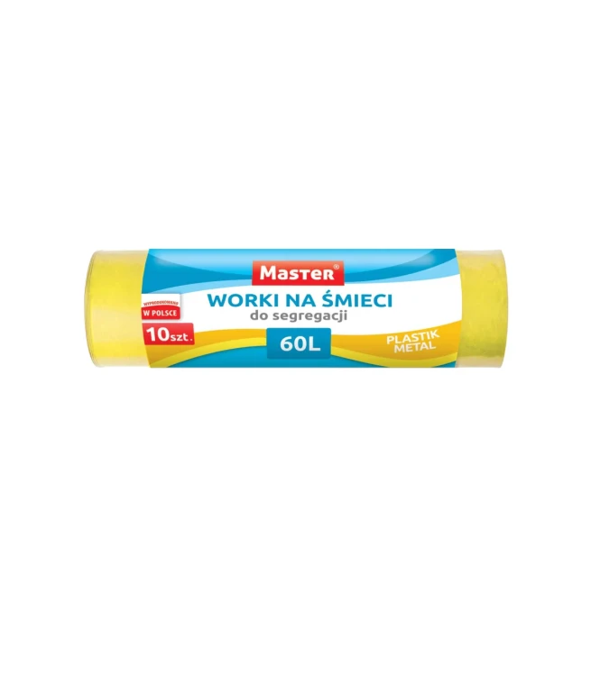 ŻÓŁTE WORKI NA ŚMIECI 60L 10SZT. LDPE DO SEGREGACJI NA PLASTIK I METAL