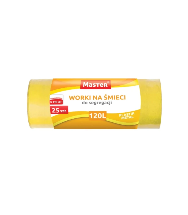 ŻÓŁTE WORKI NA ŚMIECI 120L 25SZT. LDPE NA PLASTIK I METAL