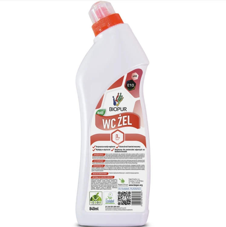 BIOPUR ECOLABEL E10 ŻEL DO TOALET 840 ml CERTYFIKAT ECOLABEL