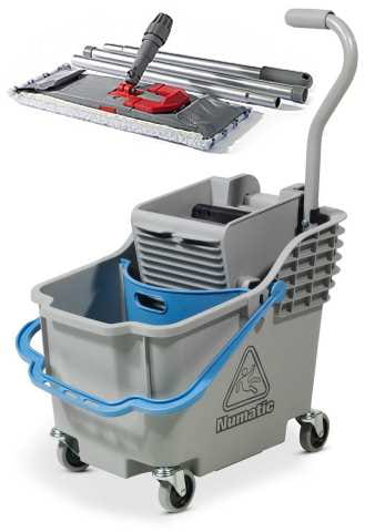 NUMATIC WÓZEK JEDNOWIADERKOWY Z WYCISKARKĄ 30L + MOP DO SPRZATANIA SZKOŁY, BIURA, SZPITALA, GABINETU