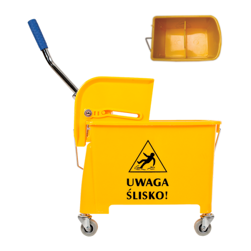 WÓZEK KENTUCKY 1X20L JEDNOWIADERKOWY NA KÓŁKACH ŻÓŁTY Z WYCISKARKĄ